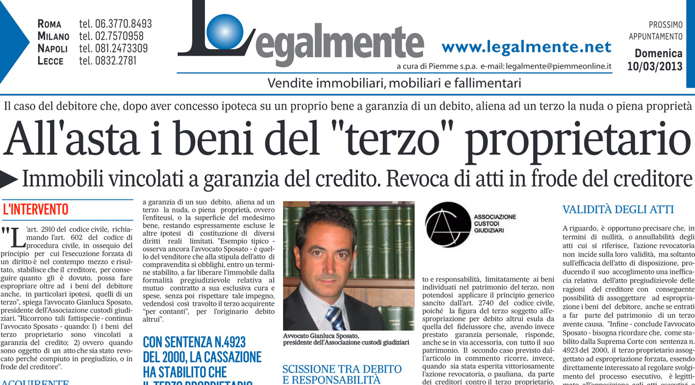 Vendita all'asta, le proprietà personali dei coniugi Vendita all'asta, le proprietà personali dei coniugi