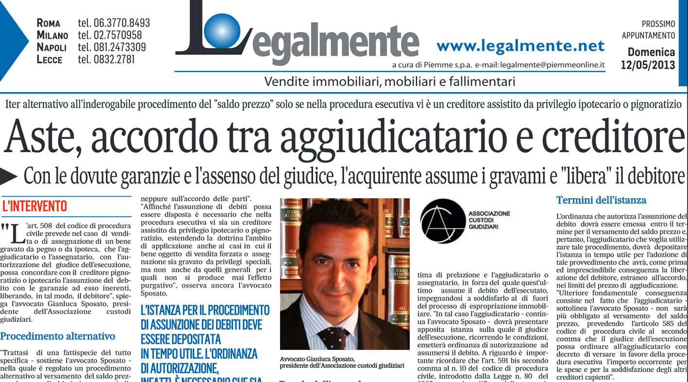 Aste, accordo tra aggiudicatario e creditore Aste, accordo tra aggiudicatario e creditore
