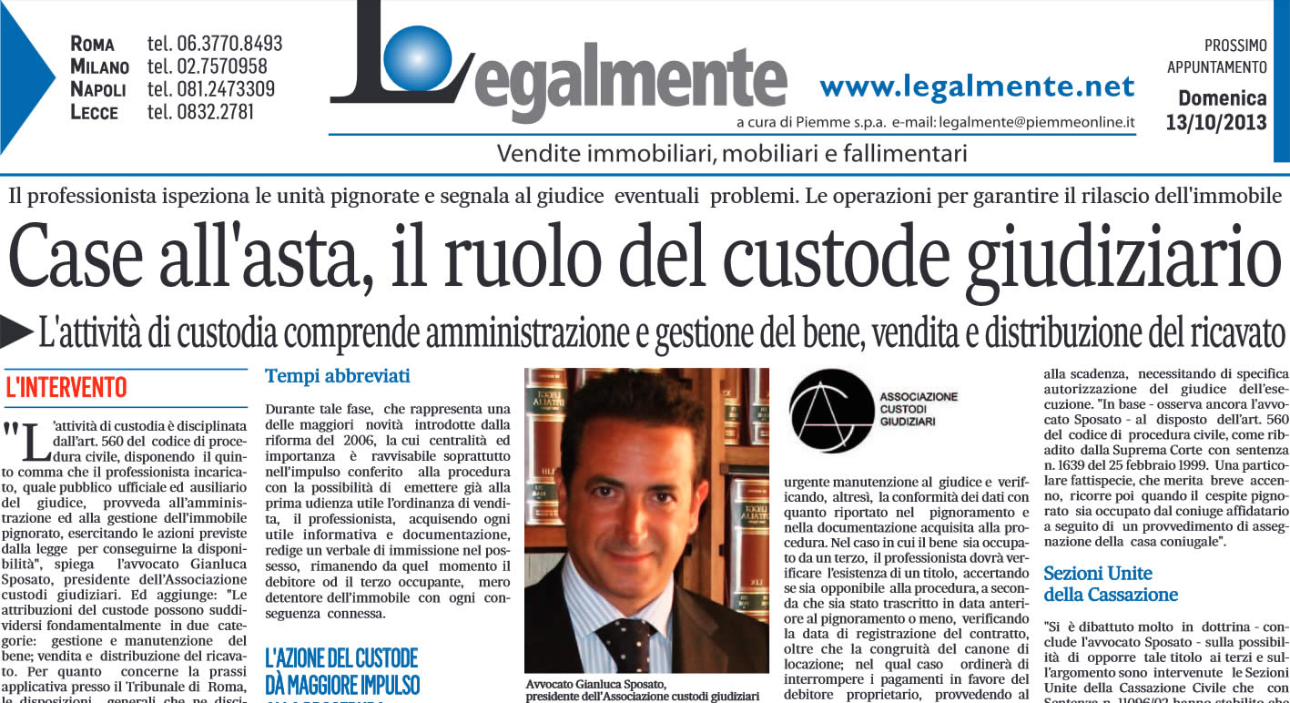 Case all'asta, il ruolo del custode giudiziario Il Messaggero: "Case all'asta, il ruolo del custode giudiziario"